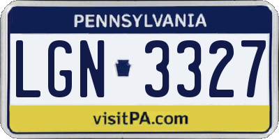 PA license plate LGN3327