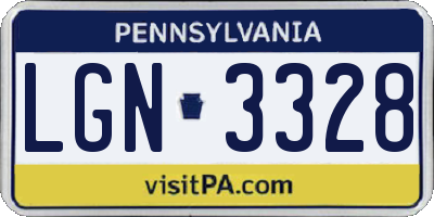 PA license plate LGN3328