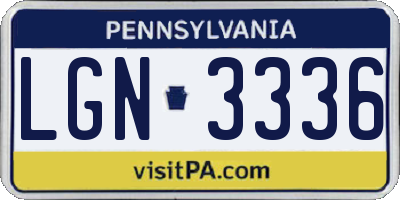 PA license plate LGN3336