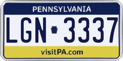 PA license plate LGN3337