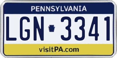 PA license plate LGN3341