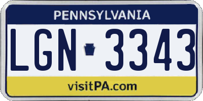 PA license plate LGN3343