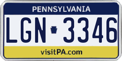 PA license plate LGN3346