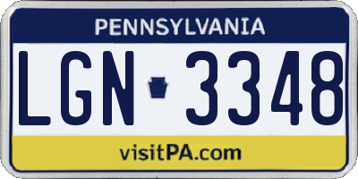 PA license plate LGN3348