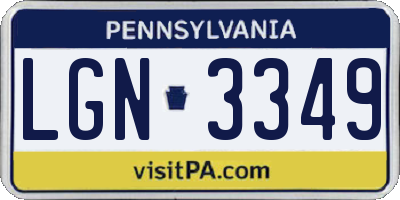 PA license plate LGN3349