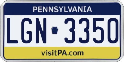 PA license plate LGN3350