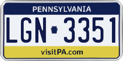 PA license plate LGN3351
