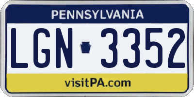 PA license plate LGN3352