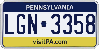 PA license plate LGN3358
