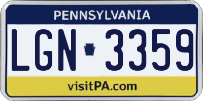 PA license plate LGN3359