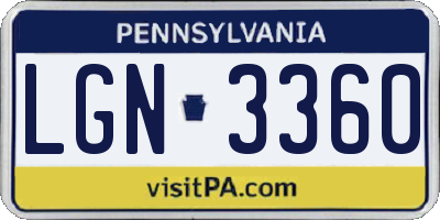 PA license plate LGN3360