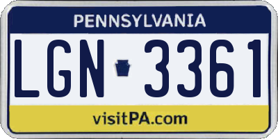 PA license plate LGN3361