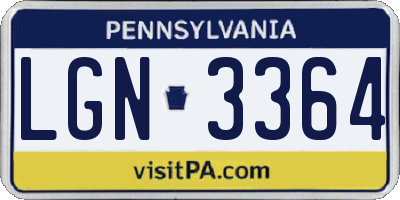 PA license plate LGN3364