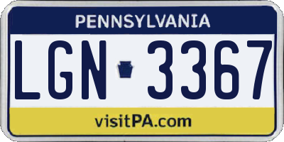 PA license plate LGN3367