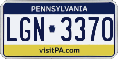PA license plate LGN3370