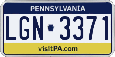 PA license plate LGN3371