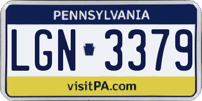 PA license plate LGN3379