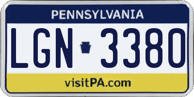 PA license plate LGN3380
