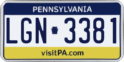 PA license plate LGN3381