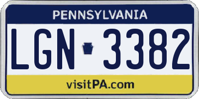 PA license plate LGN3382