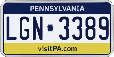 PA license plate LGN3389