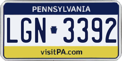 PA license plate LGN3392