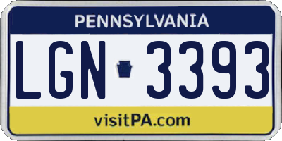 PA license plate LGN3393