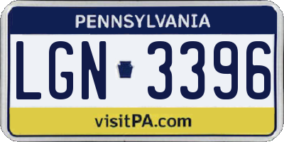 PA license plate LGN3396