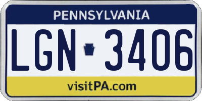 PA license plate LGN3406