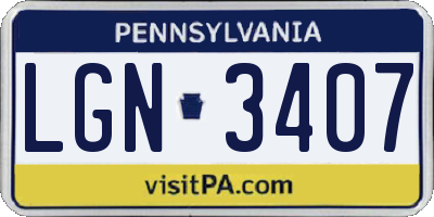 PA license plate LGN3407