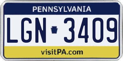 PA license plate LGN3409
