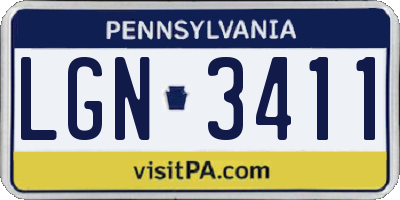 PA license plate LGN3411