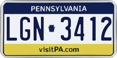 PA license plate LGN3412