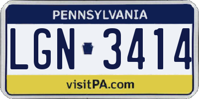 PA license plate LGN3414