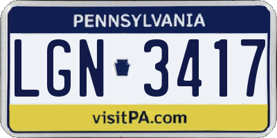 PA license plate LGN3417