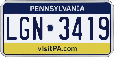PA license plate LGN3419