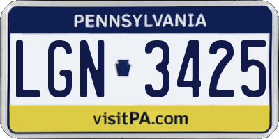 PA license plate LGN3425