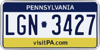 PA license plate LGN3427