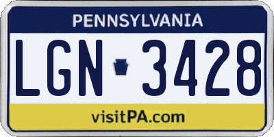PA license plate LGN3428