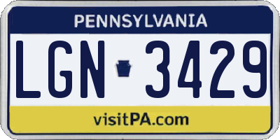 PA license plate LGN3429