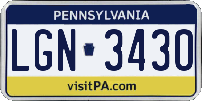 PA license plate LGN3430