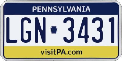 PA license plate LGN3431