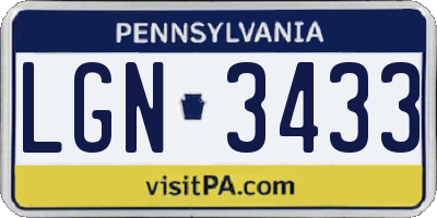 PA license plate LGN3433