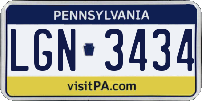 PA license plate LGN3434