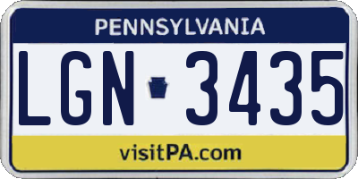 PA license plate LGN3435
