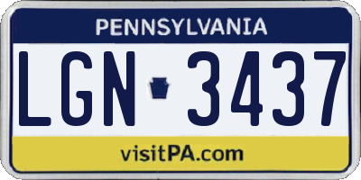 PA license plate LGN3437