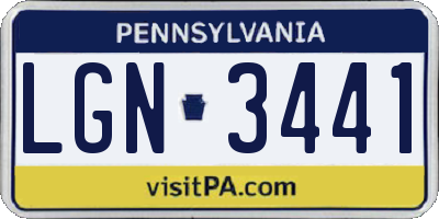PA license plate LGN3441