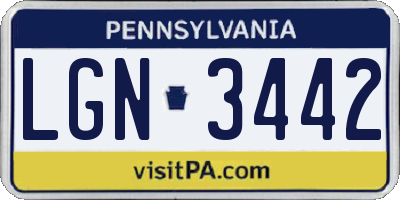 PA license plate LGN3442