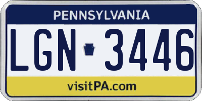 PA license plate LGN3446