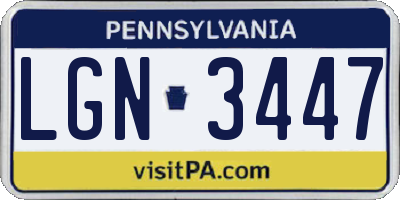 PA license plate LGN3447